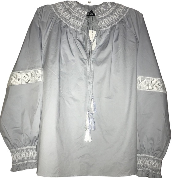 NWT Tasha Apparel Sugar Lips Peasant Boho Balloon Sleeve Lace Detail Top… - Picture 1 of 13